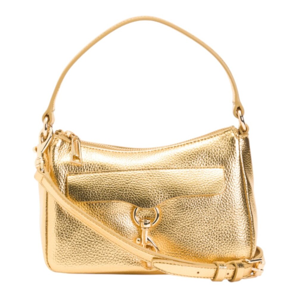 REBECCA MINKOFF Gold Megan Metallic Small Shoulder Bag